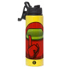 Metallic water bottle with safety lid, 850ml aluminum