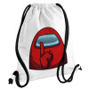 Backpack pouch GYMBAG white, with pocket (40x48cm) & thick cords