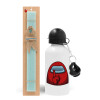 Easter Set, metallic aluminum water bottle (500ml) & scented flat candle (30cm) (TURQUOISE)
