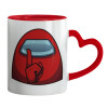 Mug heart red handle, ceramic, 330ml