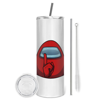 Among US, Tumbler stainless steel 600ml, with metal straw & cleaning brush