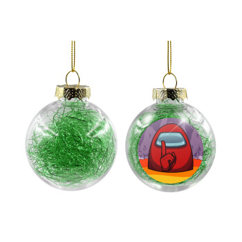 Among US, Χριστουγεννιάτικη μπάλα δένδρου διάφανη με πράσινο γέμισμα 8cm