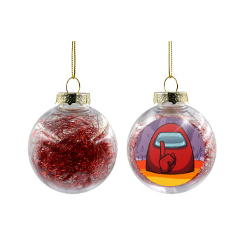 Among US, Χριστουγεννιάτικη μπάλα δένδρου διάφανη με κόκκινο γέμισμα 8cm