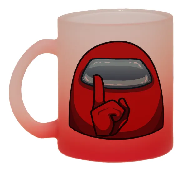 Among US — Two-tone glass mug with matte red base, 330ml