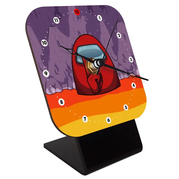 Among US — Quartz Wooden table clock with hands (10cm)