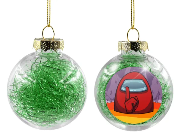 Among US — Transparent Christmas tree ball ornament with green filling 8cm