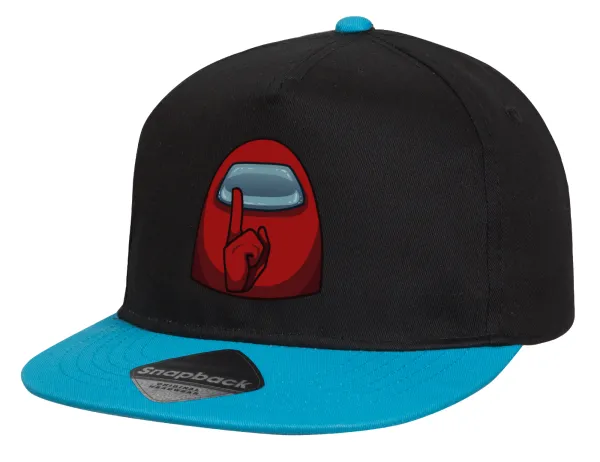 Among US — Καπέλο παιδικό Flat Snapback, Μαύρο/Μπλε (100% ΒΑΜΒΑΚΕΡΟ, ΠΑΙΔΙΚΟ, UNISEX, ONE SIZE)