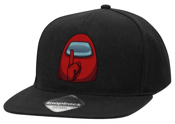 Among US — Adult Flat Snapback Hat Black, (100% COTTON TWILL, ADULT, UNISEX, ONE SIZE)