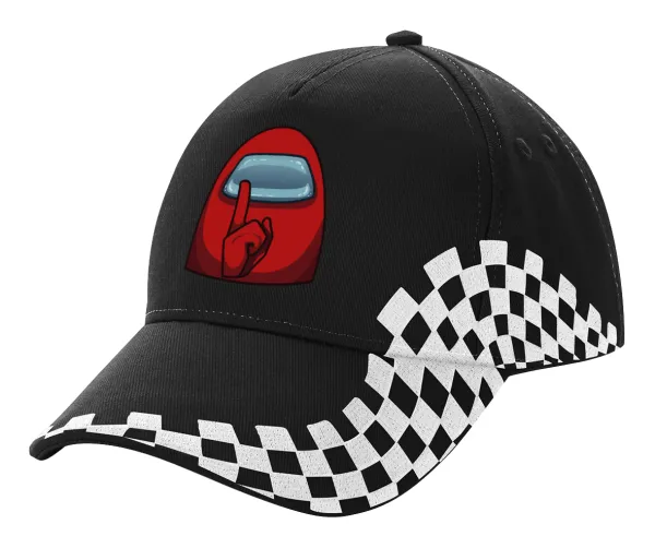 Among US — Adult Ultimate BLACK RACING Cap, (100% COTTON DRILL, ADULT, UNISEX, ONE SIZE)