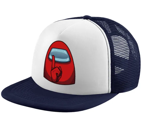 Among US — Adult Soft Trucker Hat with Dark Blue/White Mesh (POLYESTER, ADULT, UNISEX, ONE SIZE)