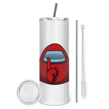 Among US, Tumbler ποτήρι θερμό από ανοξείδωτο ατσάλι 600ml, με μεταλλικό καλαμάκι & βούρτσα καθαρισμού