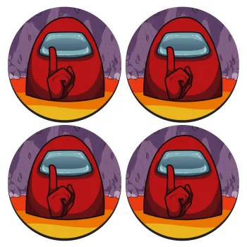 Among US, ΣΕΤ 4 Σουβέρ ξύλινα στρογγυλά (9cm)