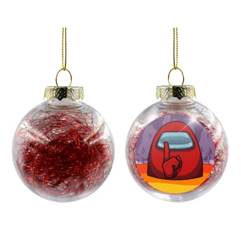Among US, Transparent Christmas tree ball ornament with red filling 8cm