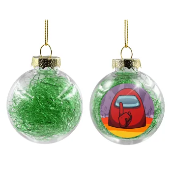 Among US, Στολίδι Χριστουγεννιάτικη μπάλα δένδρου διάφανη με πράσινο γέμισμα 8cm