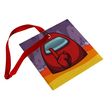 Among US, Christmas ornament, glass square ornament 9x9cm