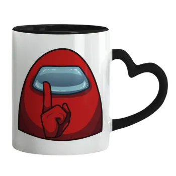 Among US, Mug heart black handle, ceramic, 330ml
