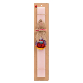 Among US, Easter Set, wooden keychain & scented flat Easter candle (30cm) (PINK)