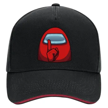 Among US, DRILL Adult Ultimate Hat BLACK/RED, (100% COTTON, ADULT, UNISEX, ONE SIZE)