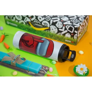 Among US, Easter candle,Travel Tumbler 2 Lids, with metal straw & cleaning brush & aromatic flat candle (30cm) (BLUE)