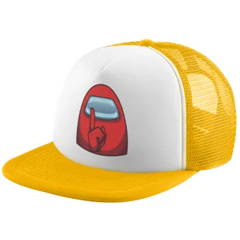 Among US, Adult Soft Trucker Hat with Yellow/White Mesh (POLYESTER, ADULT, UNISEX, ONE SIZE)