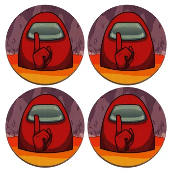 Among US, ΣΕΤ x4 Σουβέρ ξύλινα στρογγυλά plywood (9cm)