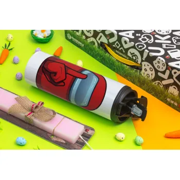 Among US, Easter candle,Travel Tumbler 2 Lids, with metal straw & cleaning brush & aromatic flat candle (30cm) (PINK)