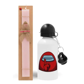 Among US, Easter Set, metallic aluminum bottle (500ml) & aromatic flat Easter candle (30cm) (PINK)