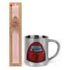 Easter Set, metallic thermal cup (300ml) & aromatic flat Easter candle (30cm) (PINK)