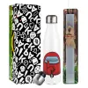 Easter candle, metallic white thermos bottle (500ml) & aromatic flat candle (30cm) (GRAY)