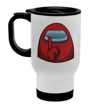 Among US, Stainless steel travel mug with lid, double wall white 450ml