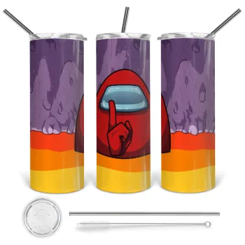 Among US, Tumbler stainless steel 600ml, with metal straw & cleaning brush