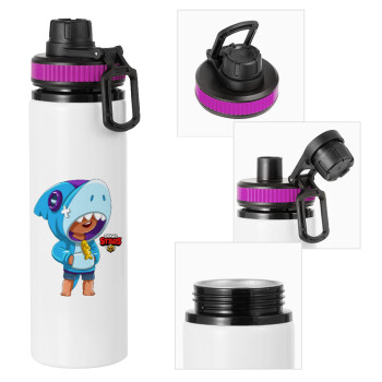 Brawl Stars Leon Shark, Metallic water bottle with safety lid, 850ml aluminum