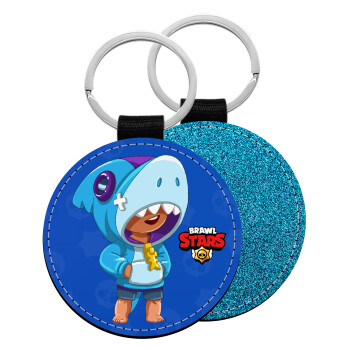 Brawl Stars Leon Shark, Μπρελόκ Δερματίνη, στρογγυλό ΜΠΛΕ (5cm)