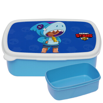 BrawlStars Leon Shark, ΜΠΛΕ παιδικό δοχείο φαγητού (lunchbox) πλαστικό (BPA-FREE) Lunch Βox M18 x Π13 x Υ6cm