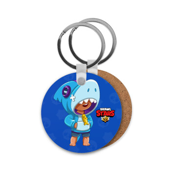 Brawl Stars Leon Shark, Μπρελόκ Ξύλινο στρογγυλό MDF Φ5cm