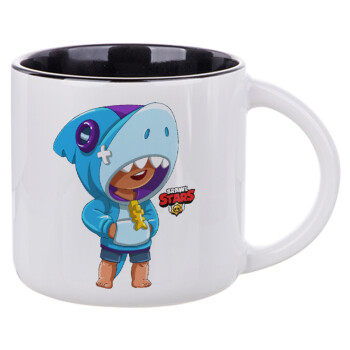 Brawl Stars Leon Shark, Κούπα κεραμική 400ml Λευκή/Μαύρη