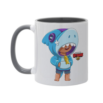 Brawl Stars Leon Shark, Κούπα χρωματιστή γκρι, κεραμική, 330ml