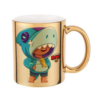 Brawl Stars Leon Shark, Mug ceramic, gold mirror, 330ml