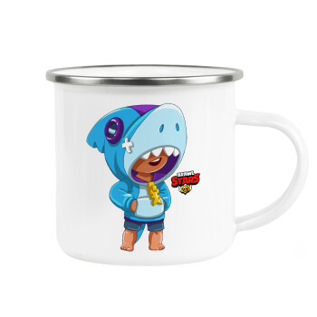 Brawl Stars Leon Shark, Metallic enamel cup white 360ml