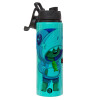 Metallic water bottle with safety lid, 850ml aluminum