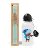 Easter Set, metallic aluminum water bottle (500ml) & scented flat candle (30cm) (TURQUOISE)