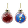 Transparent Christmas tree ball ornament with red filling 8cm