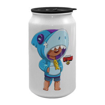 Brawl Stars Leon Shark, Κούπα ταξιδιού μεταλλική με καπάκι (tin-can) 500ml