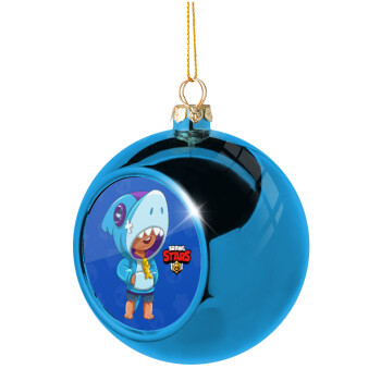 Brawl Stars Leon Shark, Blue Christmas tree ball ornament 8cm