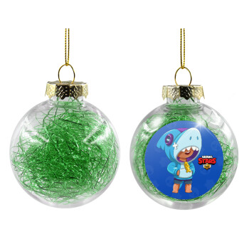 Brawl Stars Leon Shark, Transparent Christmas tree ball ornament with green filling 8cm