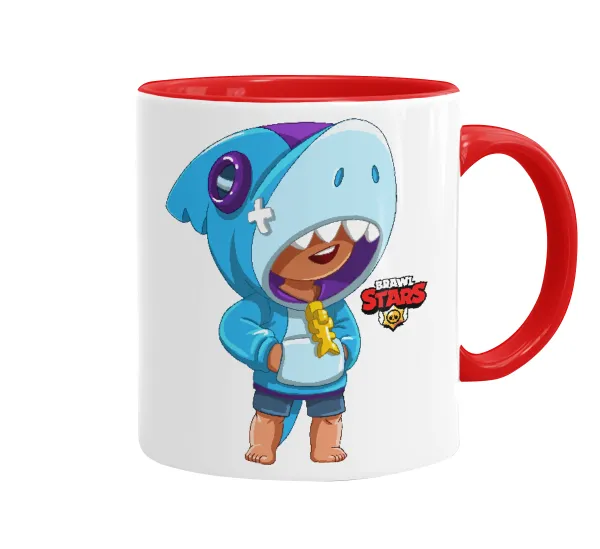 Brawl Stars Leon Shark — Mug colored red, ceramic, 330ml