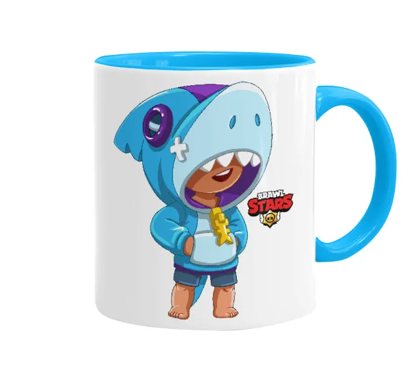 Brawl Stars Leon Shark — Κούπα χρωματιστή γαλάζια, κεραμική, 330ml