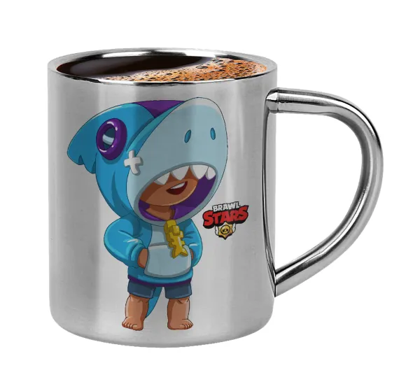 Brawl Stars Leon Shark — Κουπάκι μεταλλικό διπλού τοιχώματος για espresso (220ml)