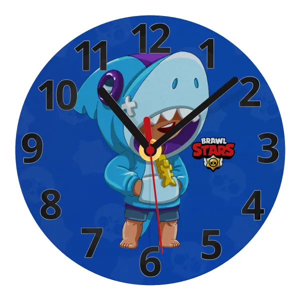 Brawl Stars Leon Shark — Glass wall clock (20cm)
