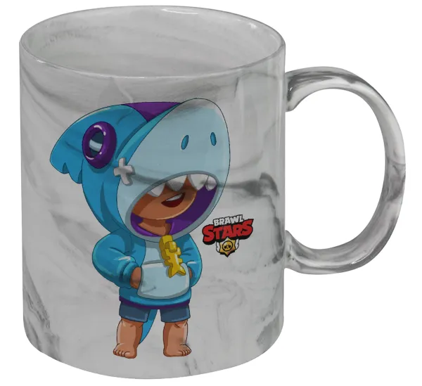 Brawl Stars Leon Shark — Mug ceramic marble style, 330ml